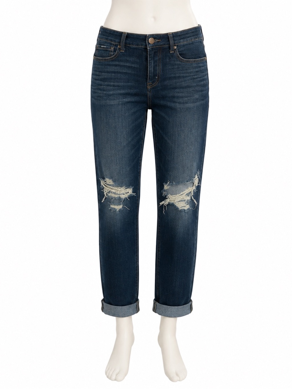 American Eagle Button-fly Girlfriend distressed denim dark wash size 2